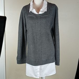 Faux two-piece sweater